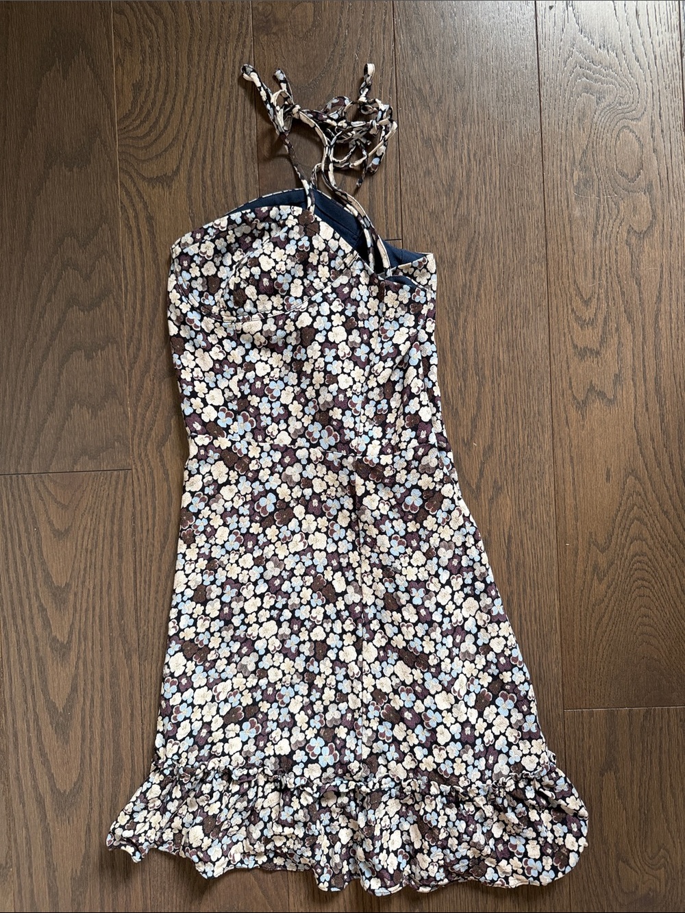 Sunday Best Navy Floral Tie-Shoulder Mini Dress - Picture 6 of 6